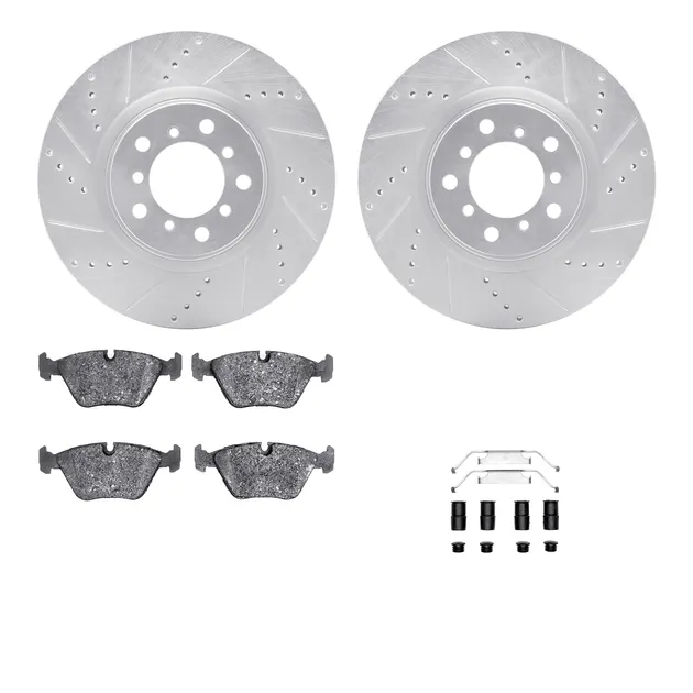 R1 Concepts WGYH1-31024 eLINE Rotor - Drilled & Slotted - Silver W/ Semi-Met Pads